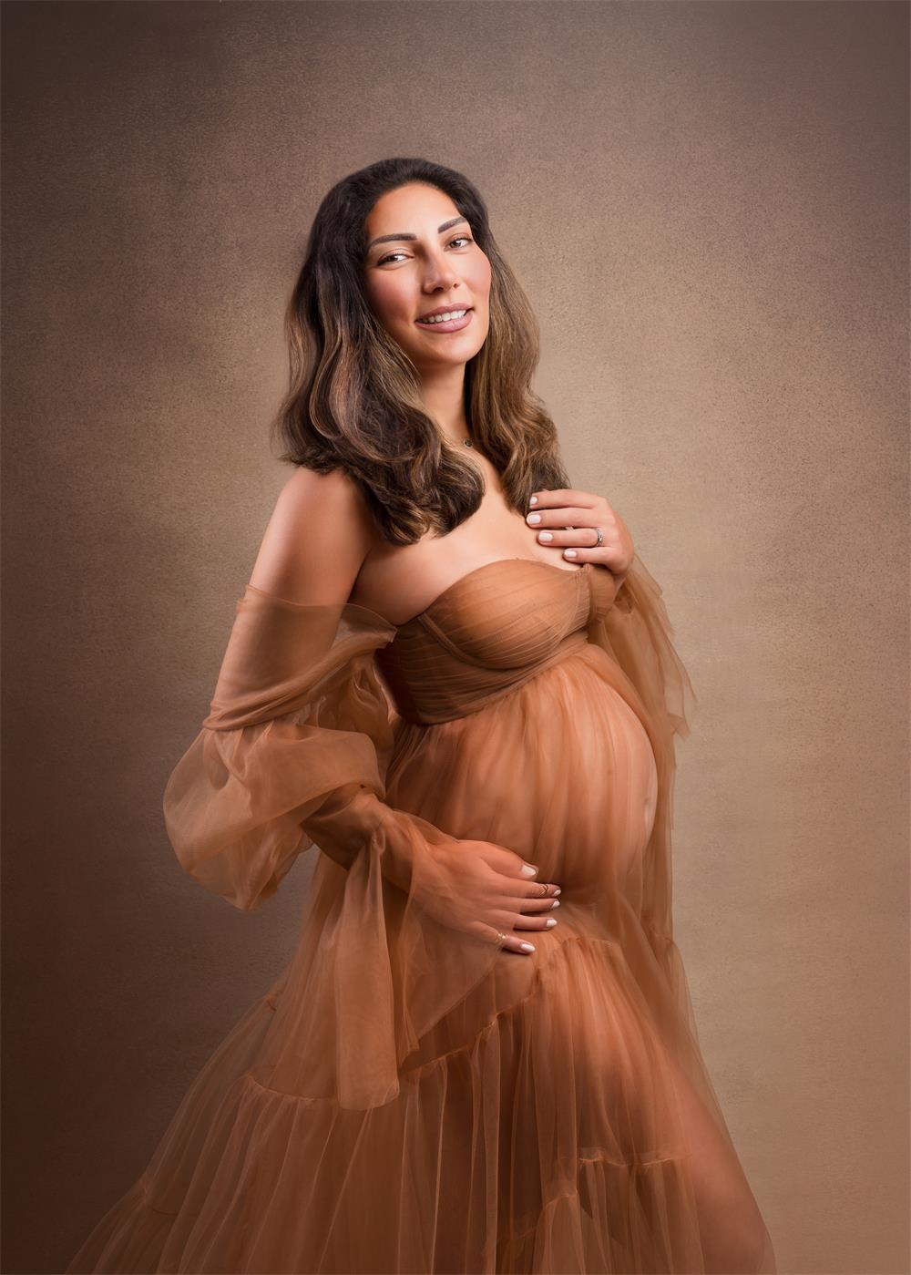 Vestido de fotoshoot de maternidad de tul azul sexy