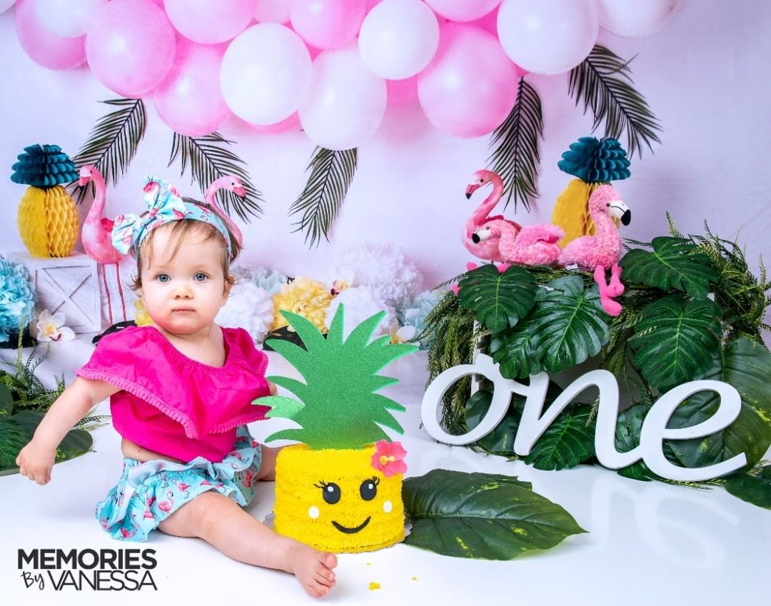 RTS Kate Balloons Flowers Flamingo Summer Backdrop for Photography Designed by Mandy Ringe Photography