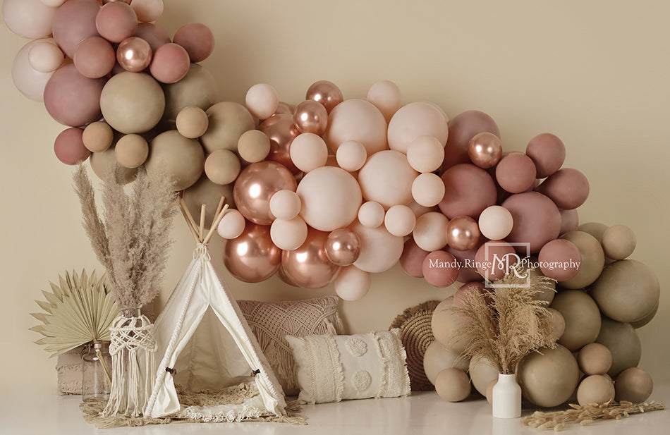 RTS Kate Boho Balloons Tent Spring Backdrop Designed by Mandy Ringe Photography