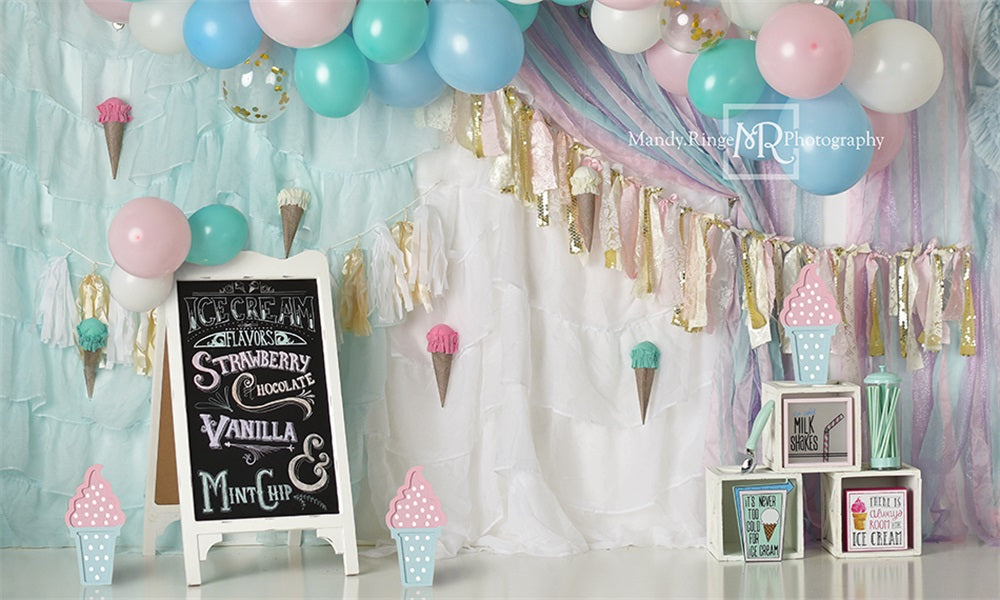 Kate Pastel Ice Cream Backdrop Party Summer Designed by Mandy Ringe Photography