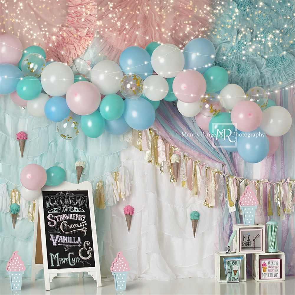 Kate Pastel Ice Cream Backdrop Party Summer Designed by Mandy Ringe Photography