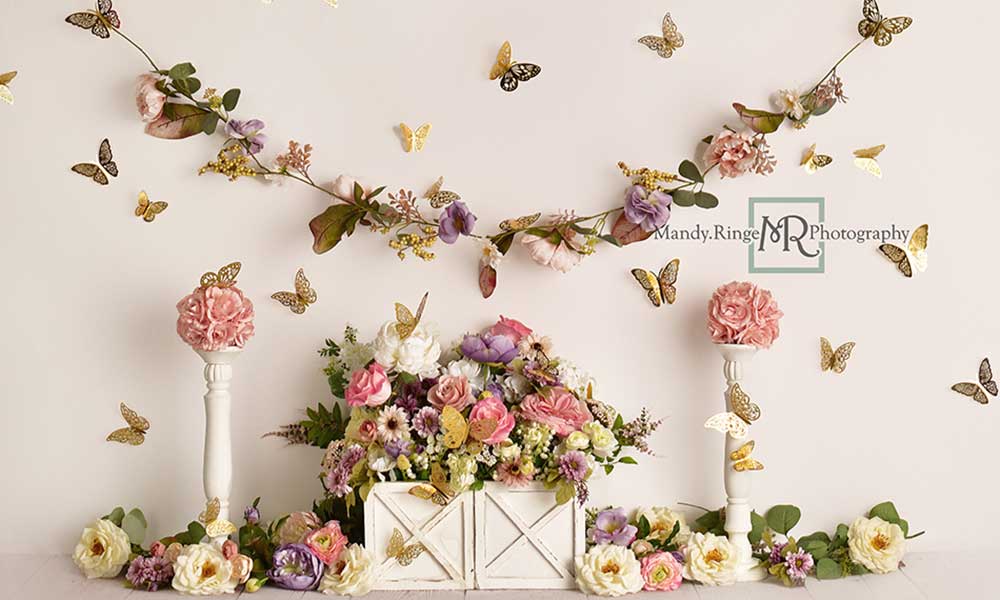Kate 7x5ft Butterfly Garden Backdrop Designed by Mandy Ringe Photography (only ship to Canada)