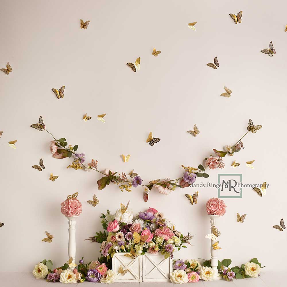 Kate 7x5ft Butterfly Garden Backdrop Designed by Mandy Ringe Photography (only ship to Canada)