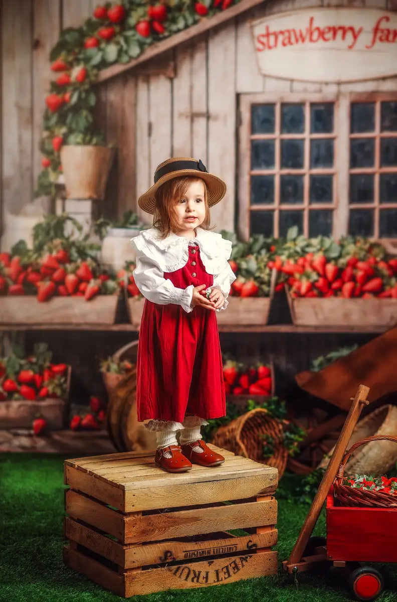 Kate Strawberry Farm Wooden House Backdrop Designed by Emetselch