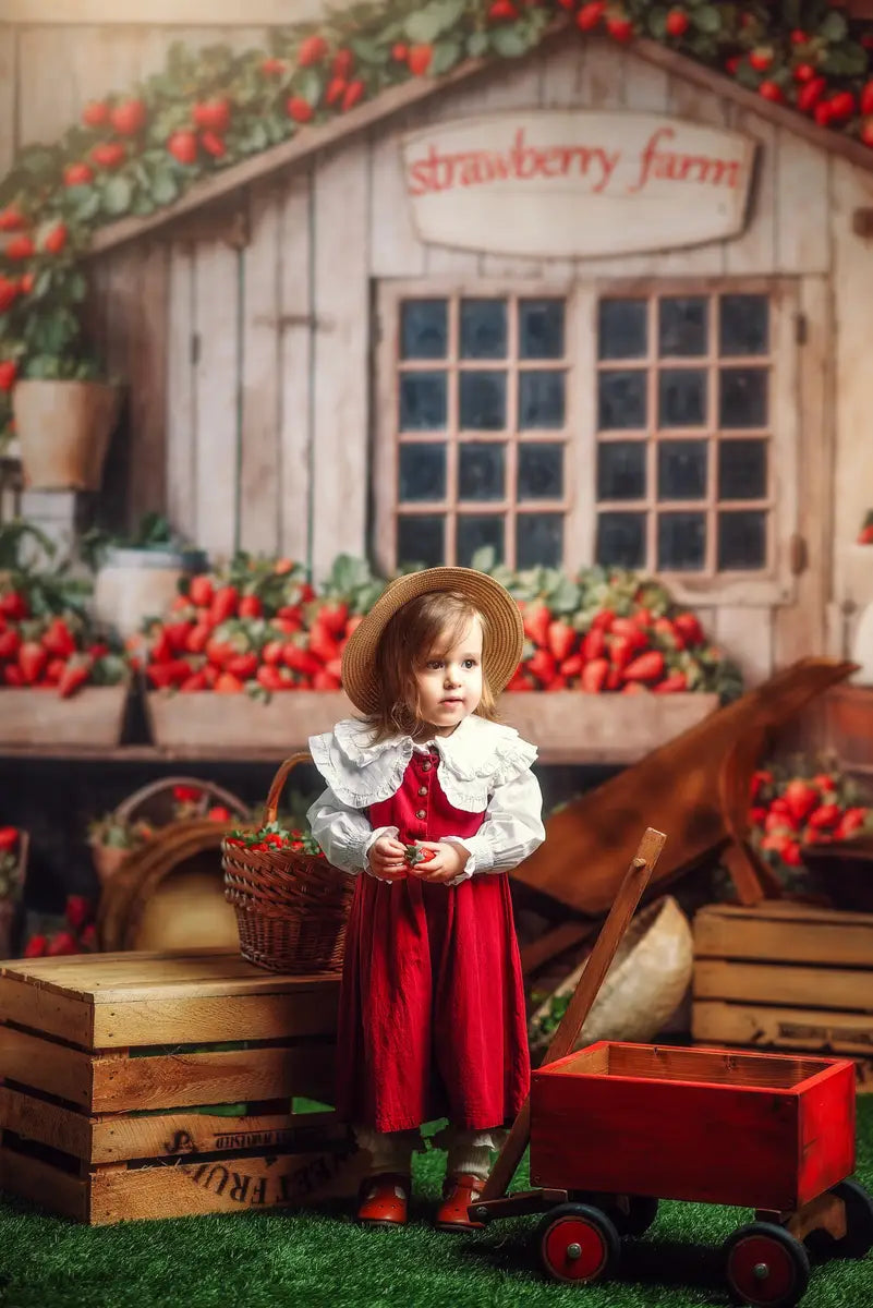 Kate Strawberry Farm Wooden House Backdrop Designed by Emetselch