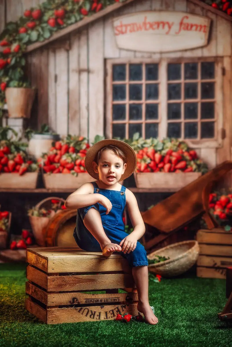 Kate Strawberry Farm Wooden House Backdrop Designed by Emetselch