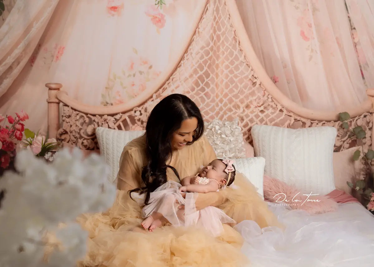 Kate Spring Flowers Curtain Bed Backdrop Designed by Emetselch