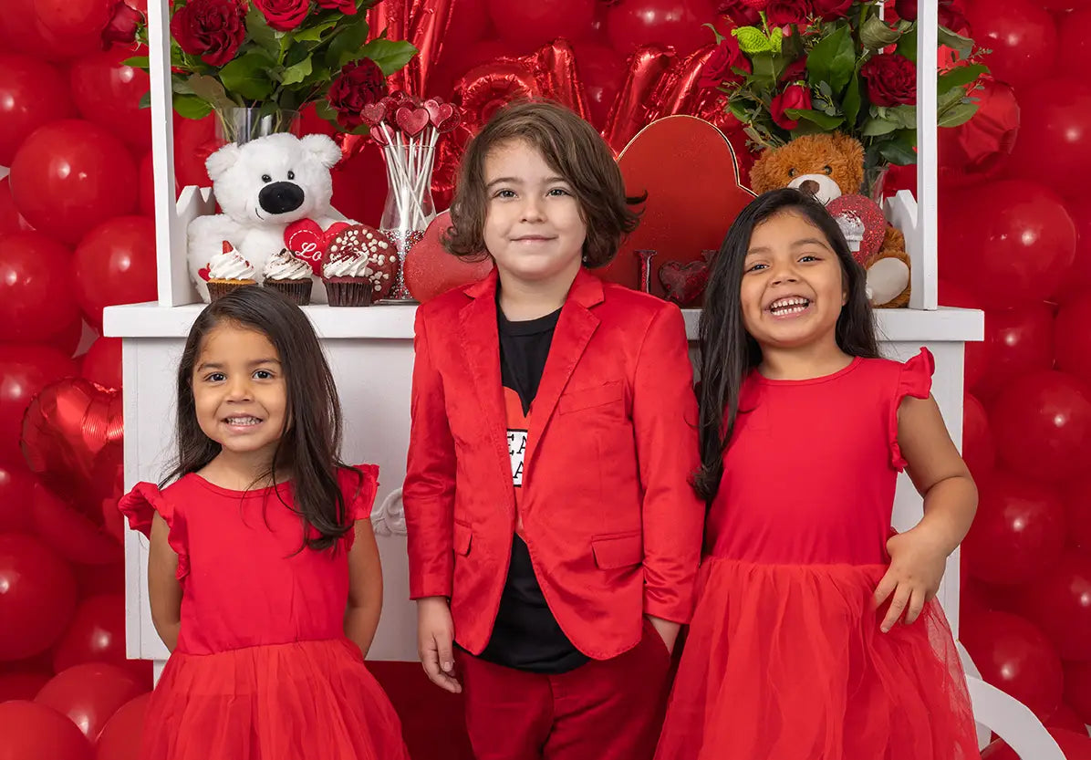 Kate Valentine Red Balloon Cart Backdrop Designed by Mini MakeBelieve