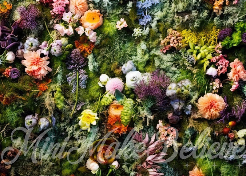 Tappetino in gomma autunno con fiori primaverili colorati progettato da Mini MakeBelieve
