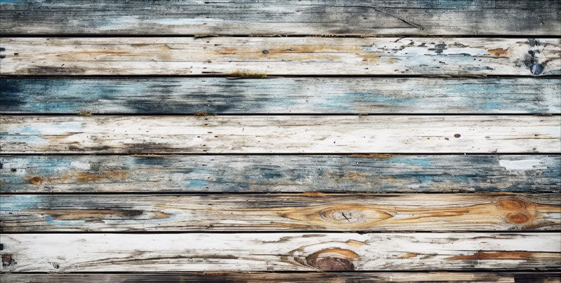 Kate Summer Distressed Sea Colors Wood Rubber Floor Mat designed by Mini MakeBelieve