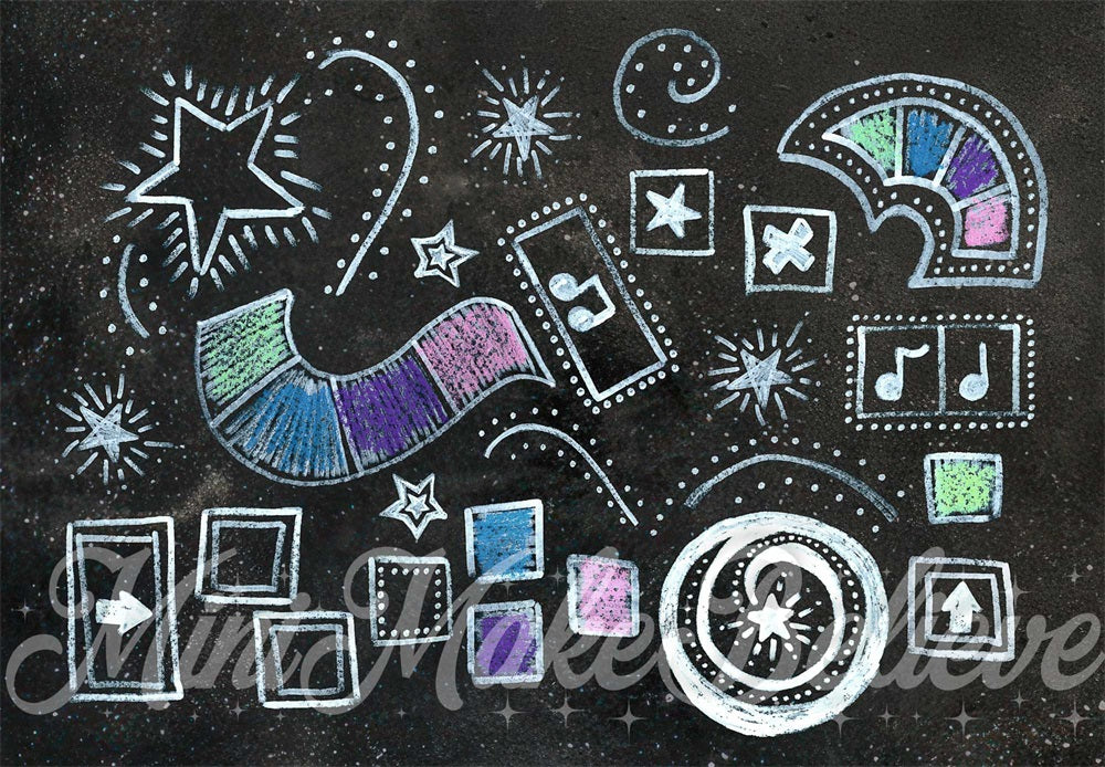 Tappeto in gomma nera con graffiti colorati di gesso di Mini MakeBelieve