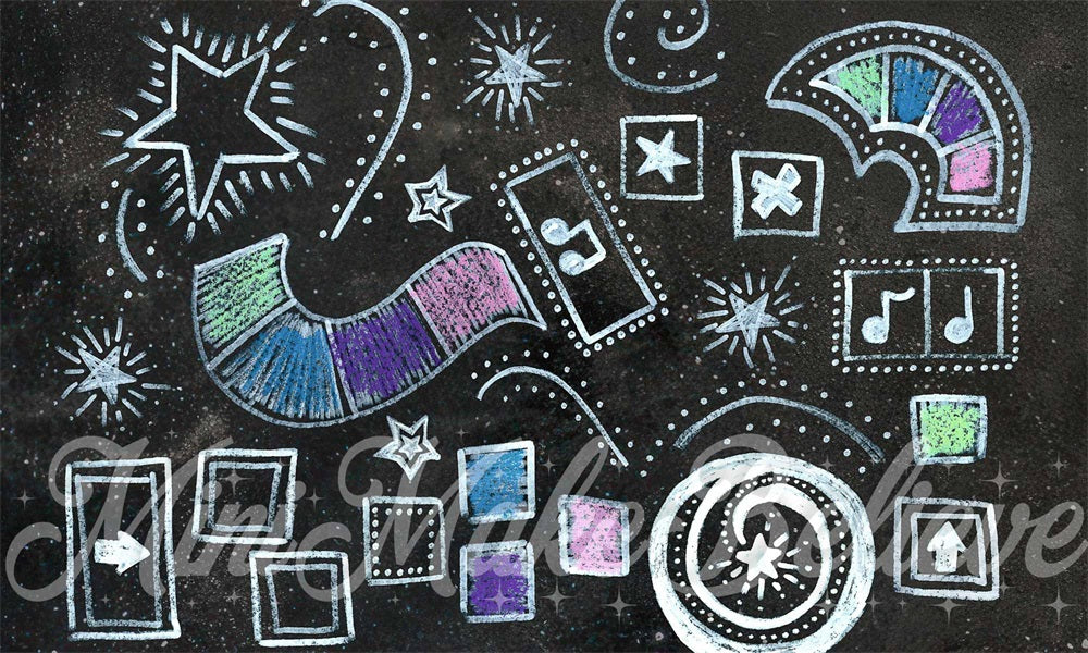Tappeto in gomma nera con graffiti colorati di gesso di Mini MakeBelieve