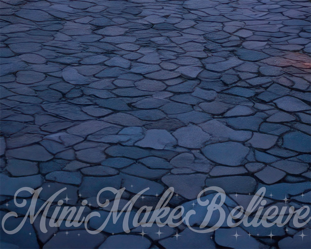 Kate Dark Blue Cobblestone Rubber Floor Mat for Photography designed by Mini MakeBelieve