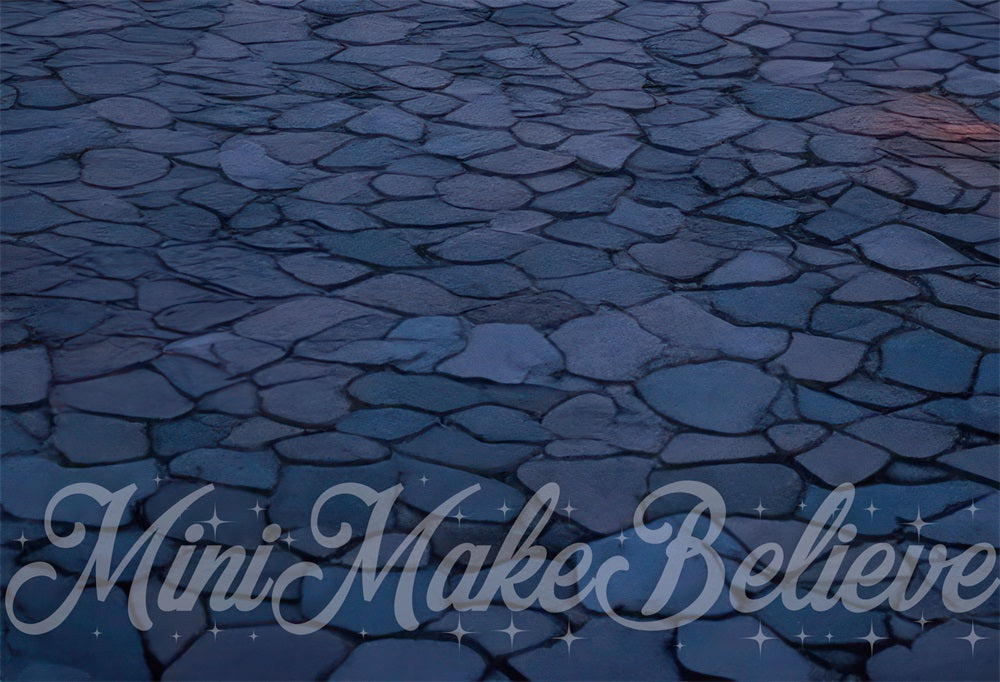 Kate Dark Blue Cobblestone Rubber Floor Mat for Photography designed by Mini MakeBelieve