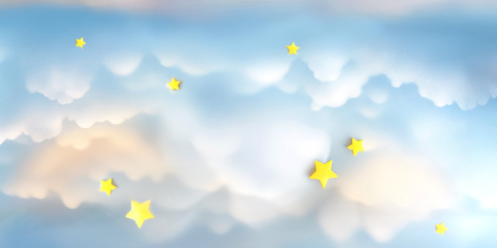 Alfombrilla de goma de nubes soñadoras y estrellas diseñada por Mini MakeBelieve