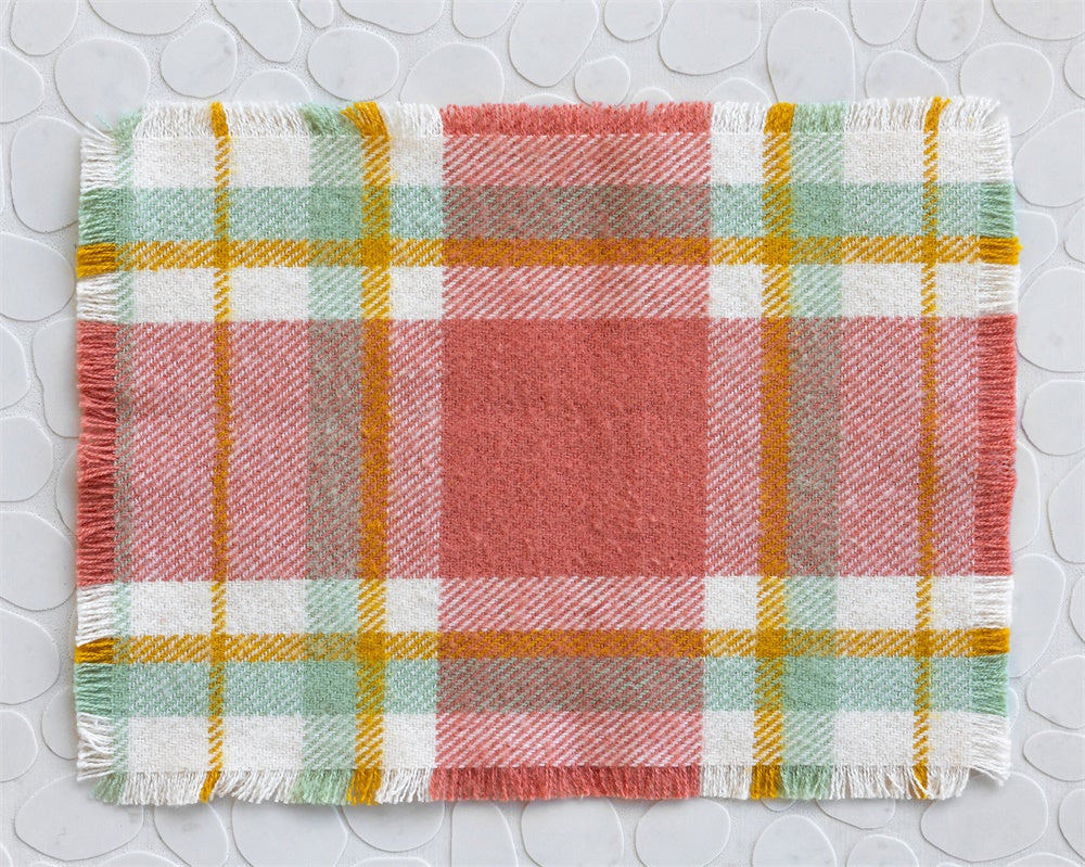 Kate Newborn Red Plaid Pattern Floor Backdrop Designed by Mini MakeBelieve