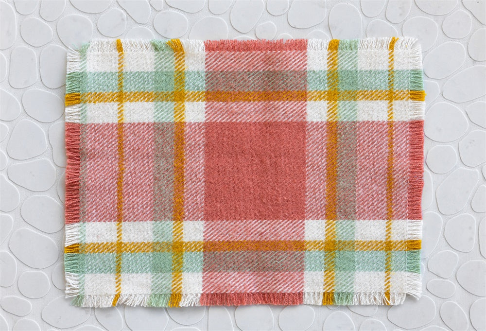 TEST Kate Newborn Red Plaid Pattern Floor Backdrop Designed by Mini MakeBelieve