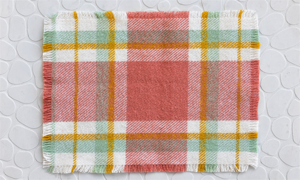 Kate Newborn Red Plaid Pattern Floor Backdrop Designed by Mini MakeBelieve