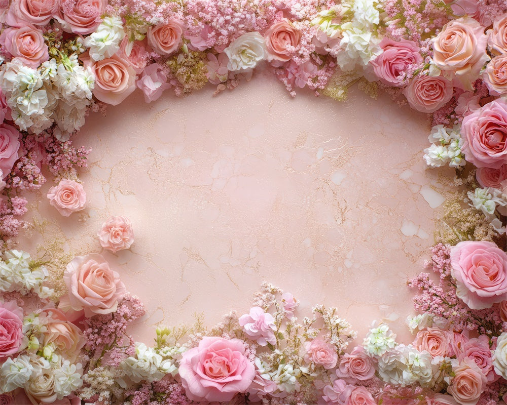 Kate Spring Floral Pink Rose Floor Backdrop Designed by Mini MakeBelieve