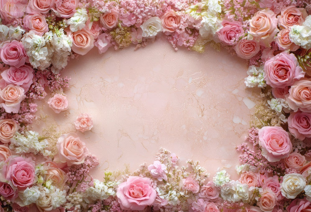 Kate Spring Floral Pink Rose Floor Backdrop Designed by Mini MakeBelieve