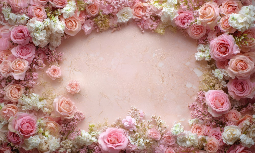 Kate Spring Floral Pink Rose Floor Backdrop Designed by Mini MakeBelieve