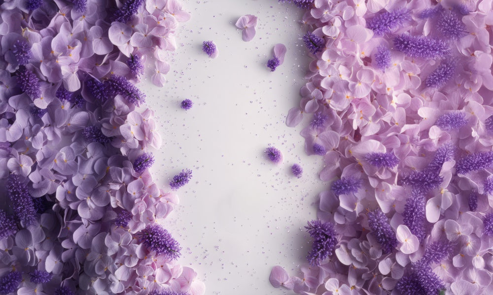 Kate Newborn Purple Floral Petals Floor Backdrop Designed by Mini MakeBelieve