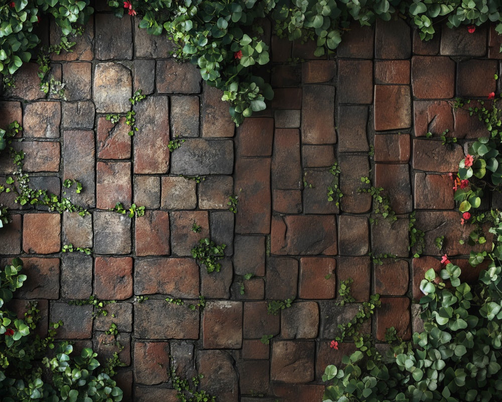 Kate Cobblestone Greenery Rustic Floor Backdrop Designed by Mini MakeBelieve