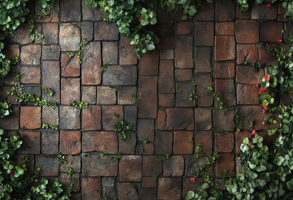 Kate Cobblestone Greenery Rustic Floor Backdrop Designed by Mini MakeBelieve