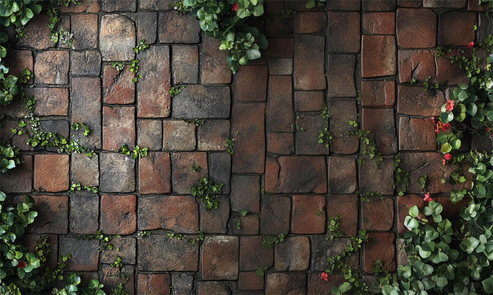 TEST Cobblestone Greenery Rustic Floor Backdrop Designed by Mini MakeBelieve