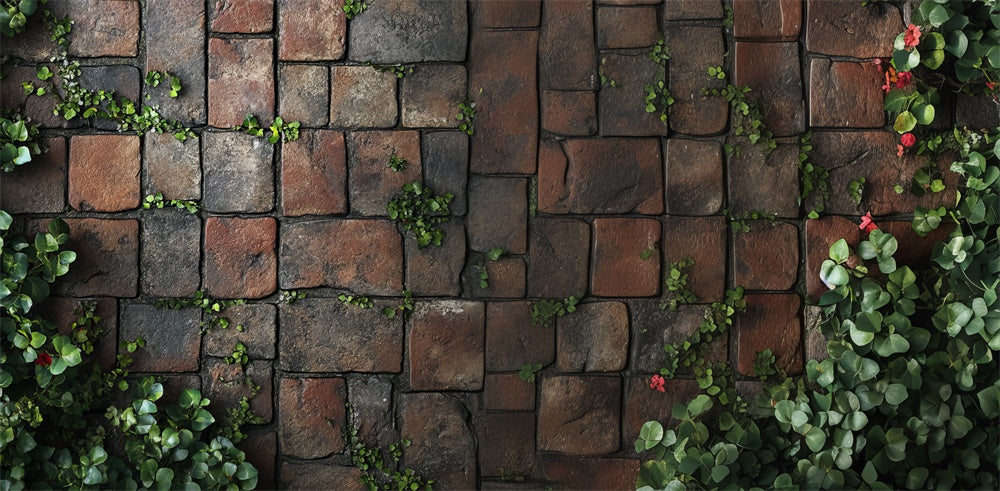 Kate Cobblestone Greenery Rustic Floor Backdrop Designed by Mini MakeBelieve