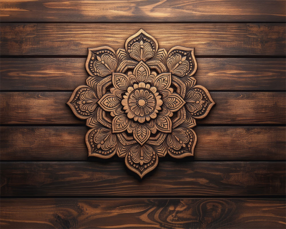 Kate Retro Floral Mandala Wood Floor Backdrop Designed by Mini MakeBelieve