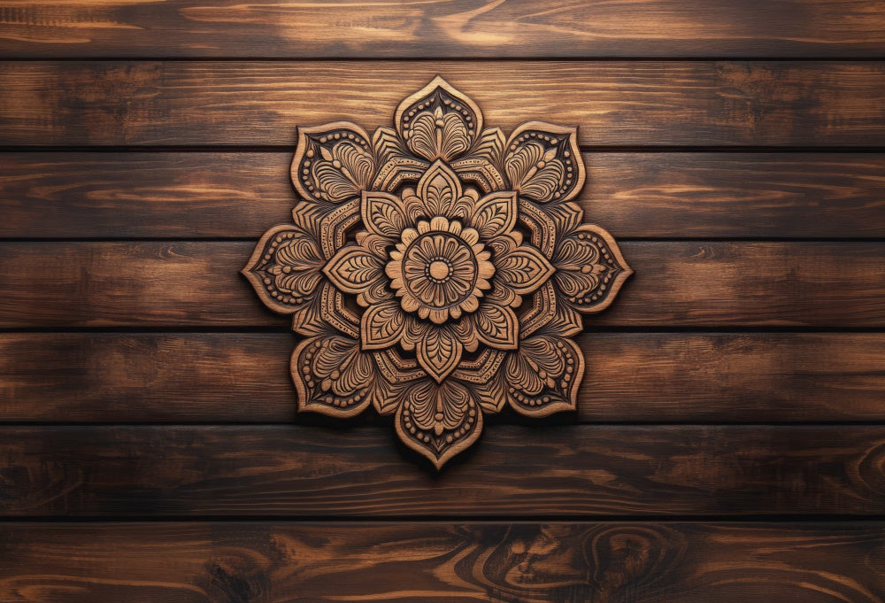 Kate Retro Floral Mandala Wood Floor Backdrop Designed by Mini MakeBelieve