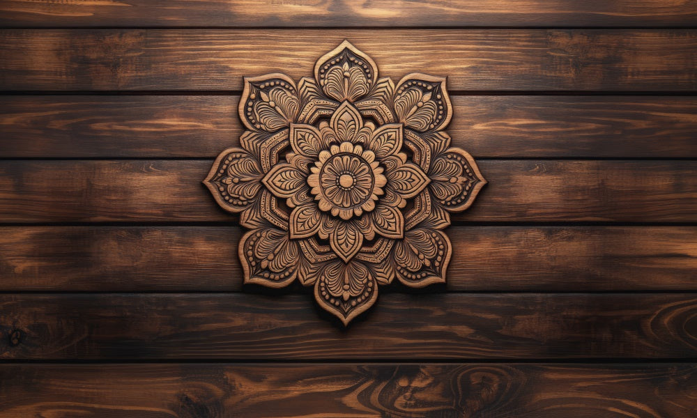 Kate Retro Floral Mandala Wood Floor Backdrop Designed by Mini MakeBelieve