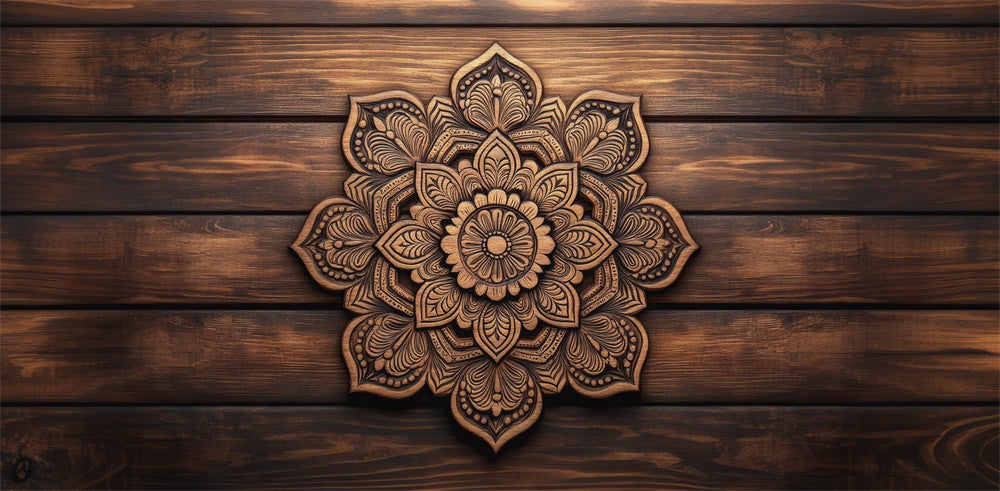 Kate Retro Floral Mandala Wood Floor Backdrop Designed by Mini MakeBelieve