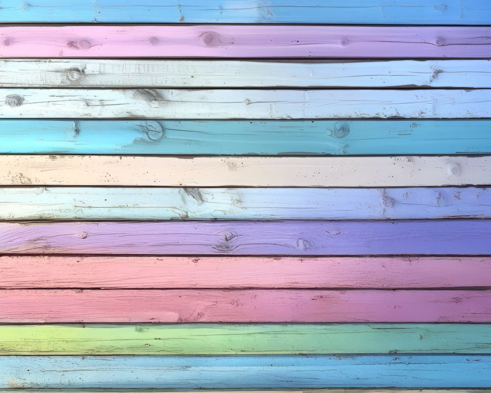 Kate Colorful Pastel Wooden Plank Floor Backdrop Designed by Mini MakeBelieve