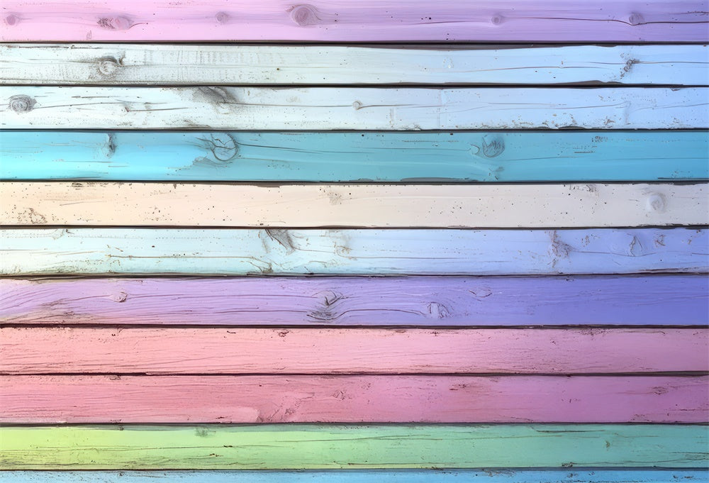 Kate Colorful Pastel Wooden Plank Floor Backdrop Designed by Mini MakeBelieve