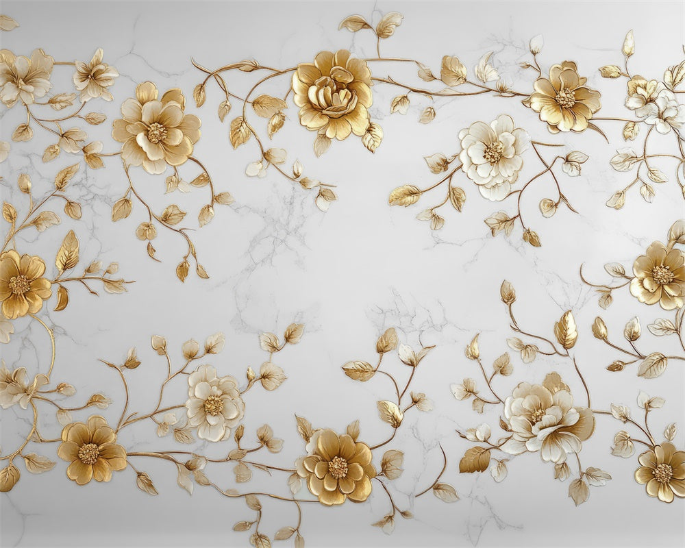 Kate Elegant Gold Floral Floor Backdrop Designed by Mini MakeBelieve