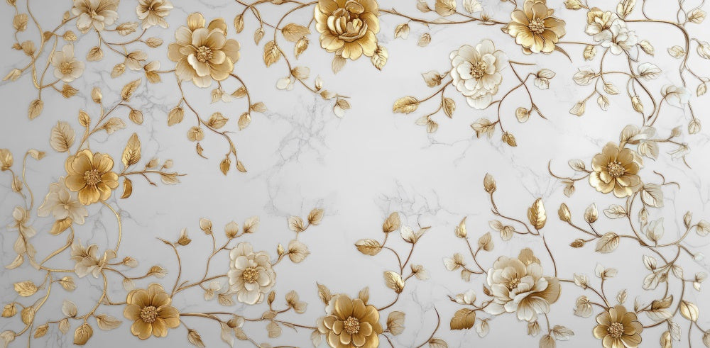 Kate Elegant Gold Floral Floor Backdrop Designed by Mini MakeBelieve