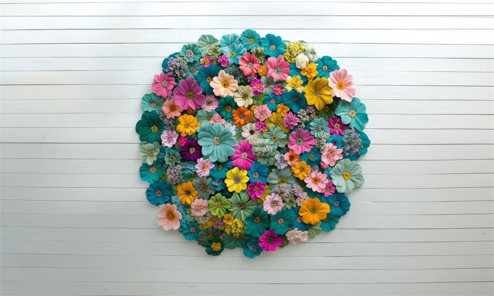 Kate Newborn Colorful Flower Circle Rug Floor Backdrop Designed by Mini MakeBelieve