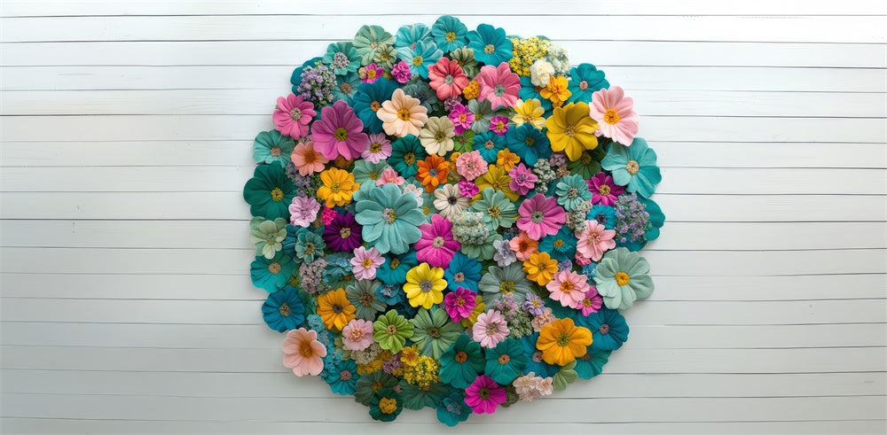 Kate Newborn Colorful Flower Circle Rug Floor Backdrop Designed by Mini MakeBelieve