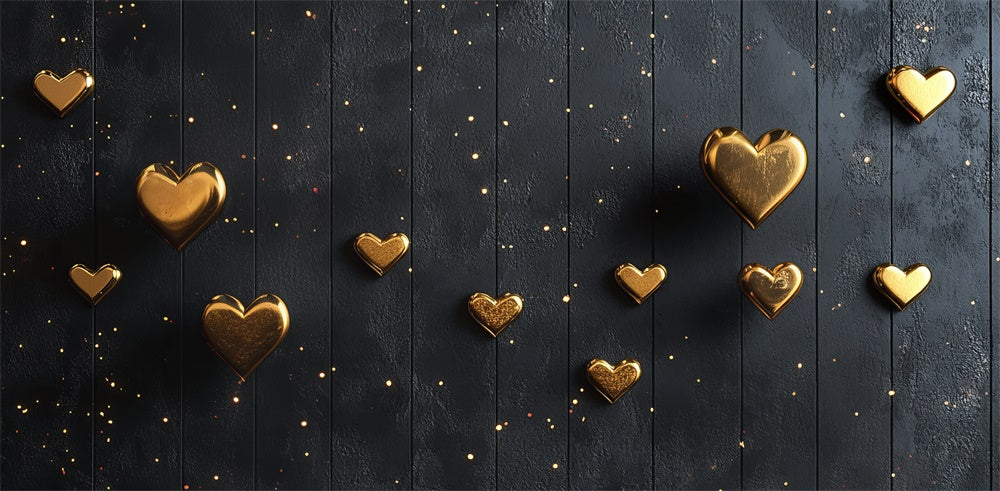 Kate Valentine Golden Hearts Black Floor Backdrop Designed by Mini MakeBelieve