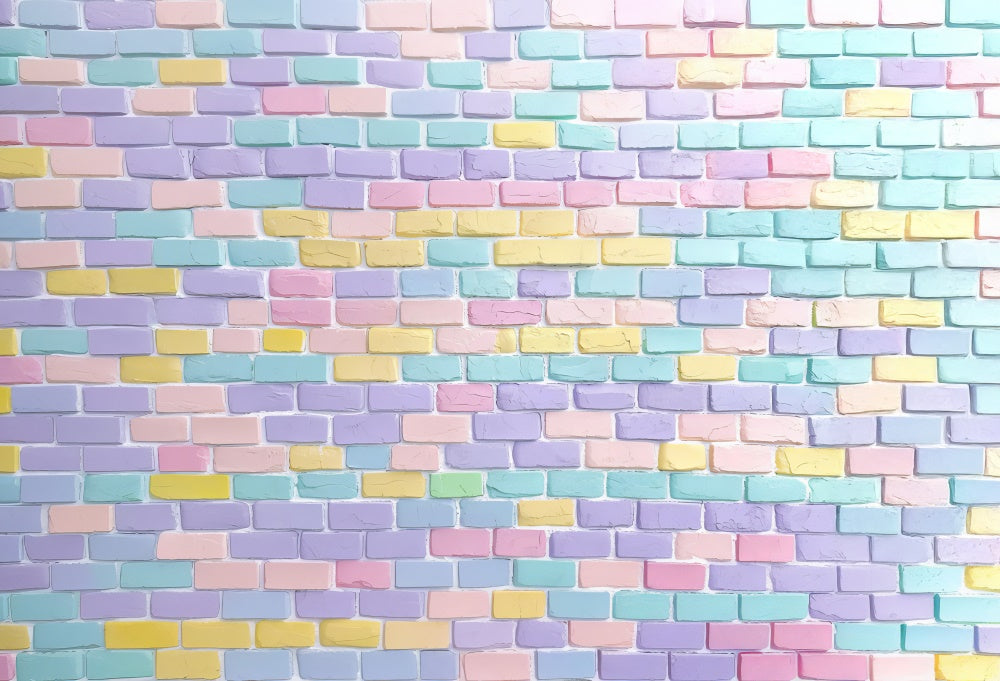 TEST Kate Pastel Brick Wall Backdrop Designed by Mini MakeBelieve