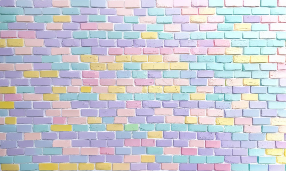 TEST Kate Pastel Brick Wall Backdrop Designed by Mini MakeBelieve