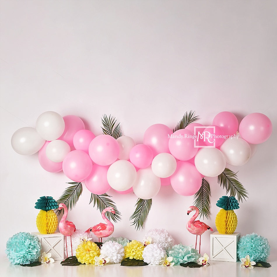 RTS Balloons Flowers Flamingo Summer Achtergrond voor Fotografie Ontworpen door Mandy Ringe Photography