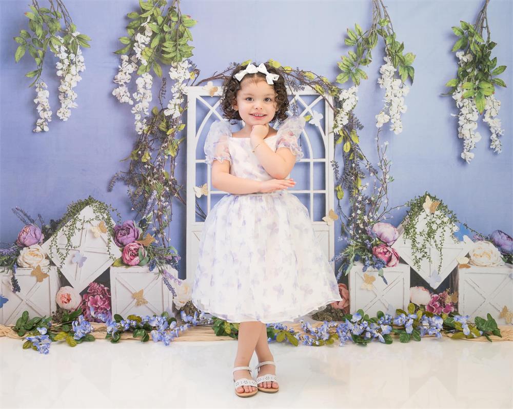 Kate Spring Blue Floral Decoration Backdrop Designed by Megan Leigh Photography