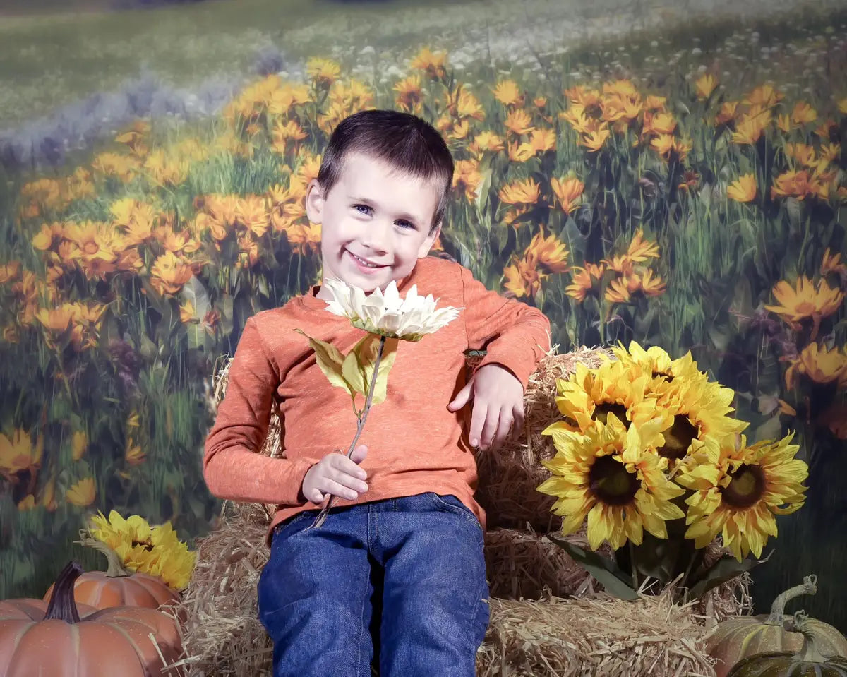 Kate Mountain Meadow Summer Sunflowers Backdrop for Photography Designed by Lisa Granden