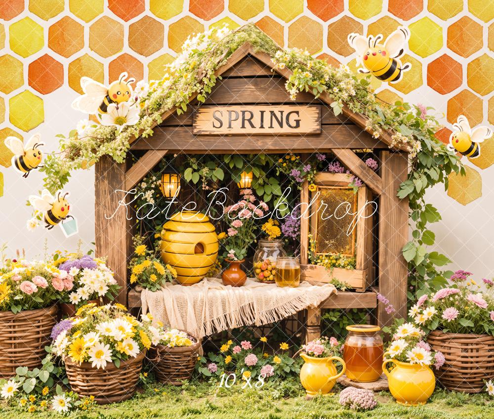 Kate Spring Bee Honeycomb Floral Backdrop Designed by Emetselch