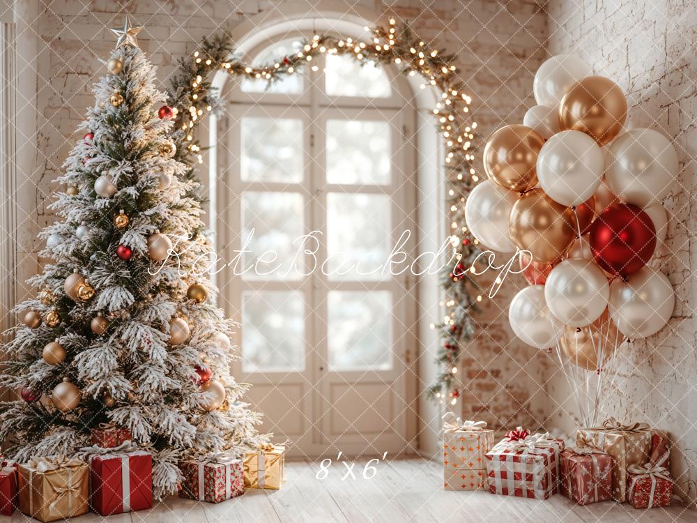 Fondo de Ventana Arco de Globos de Árbol de Navidad diseñado por Emetselch