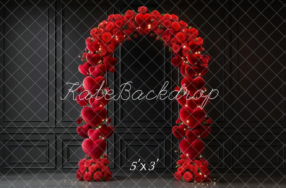 Kate Valentine Red Rose Heart Arch Backdrop Designed by Mini MakeBelieve