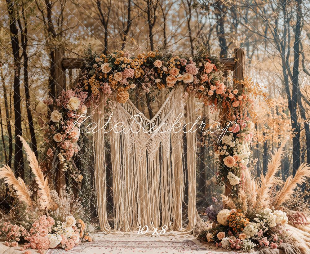 Kate Boho Macrame Flower Arch Forest Backdrop Designed by Emetselch